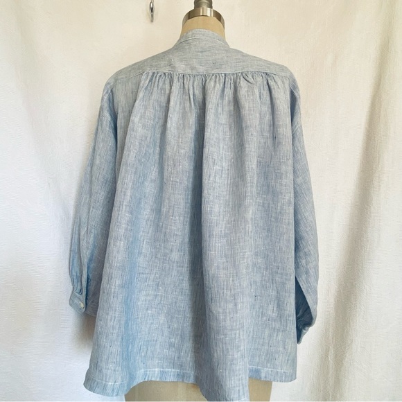 Pure linen XS/S pencil stipe blue/white blouse in mint condition - Picture 4 of 7